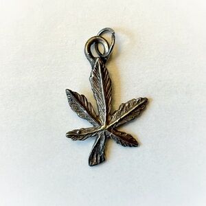 Vintage Silver Cannabis Plant Leaf Charm